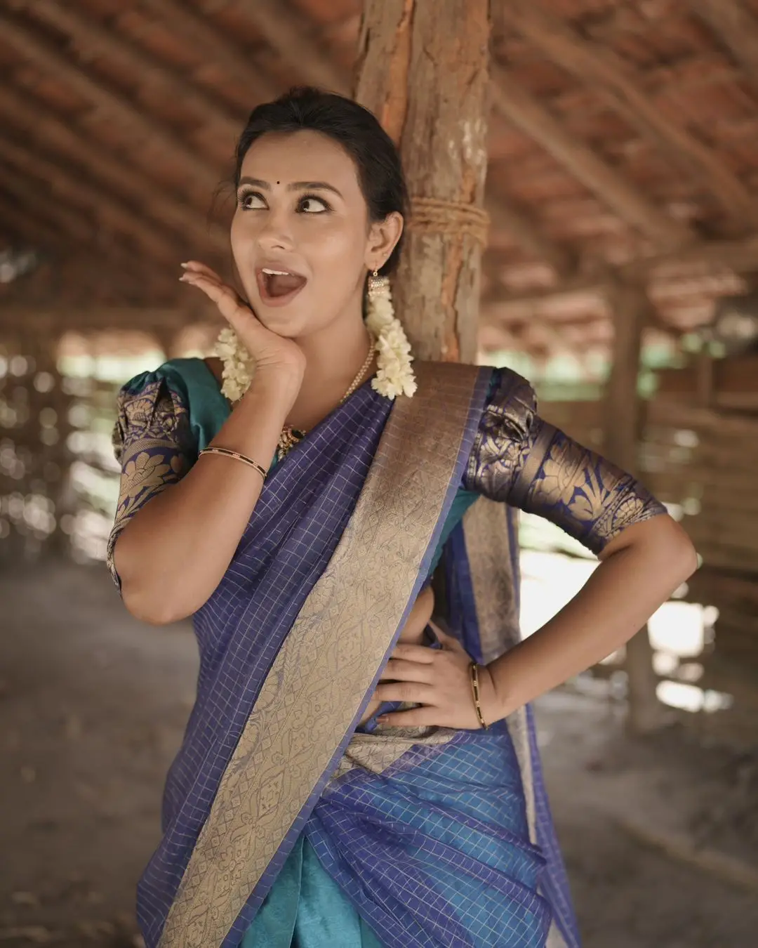 Telugu TV Actress Deepa Jagadeesh In Blue Lehenga Choli